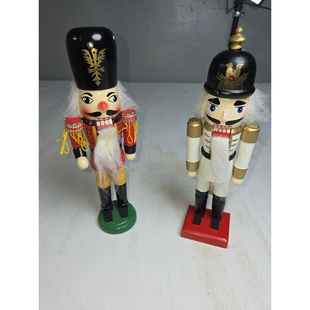 TWO VTG Santa's Workbench 10" H Nutcracker Soldier Figurines
